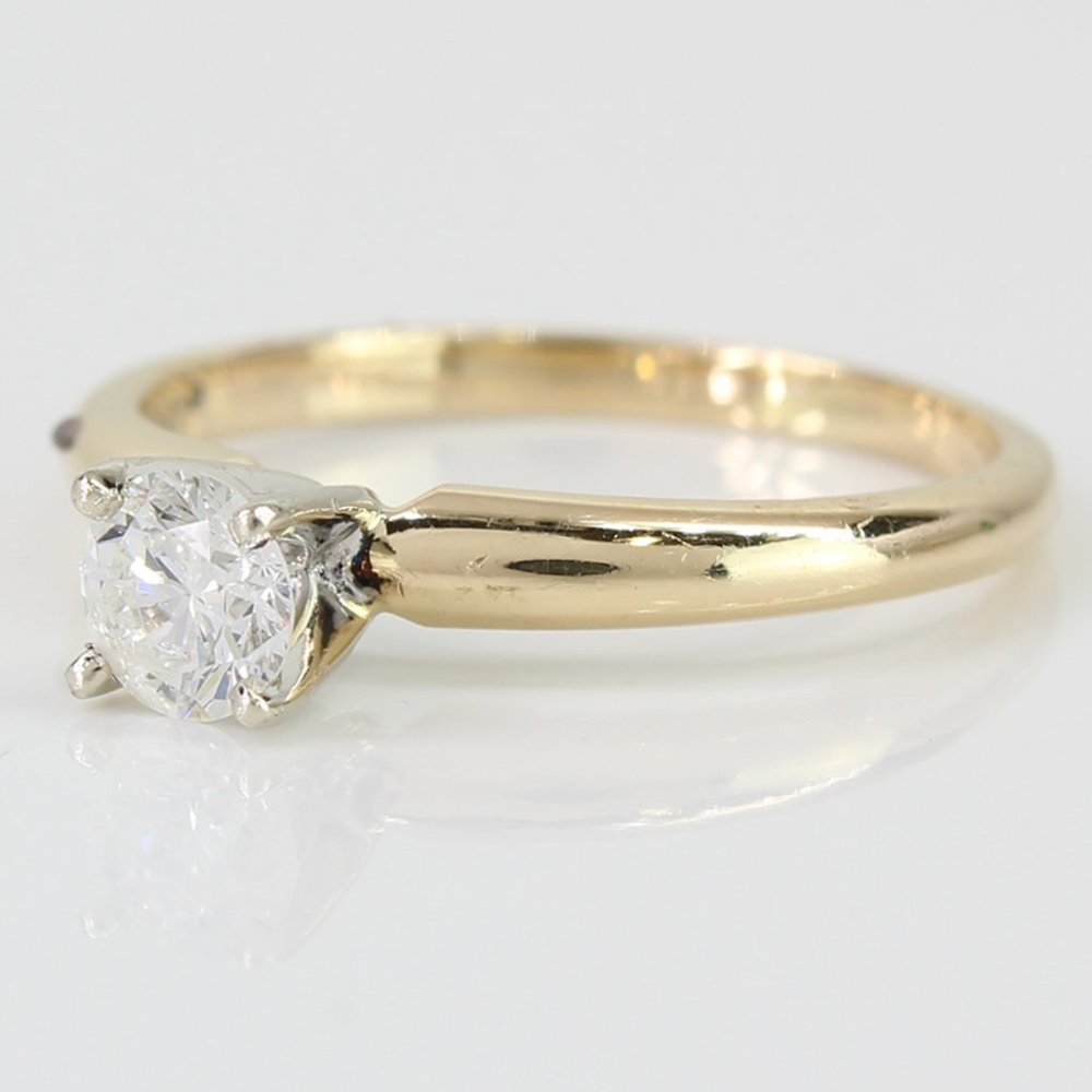 14K Yellow Gold Solitaire Diamond Ring - Picture 3 of 5